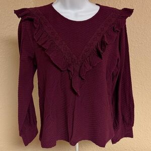 4/$15 J. Crew Maroon Ruffle Blouse